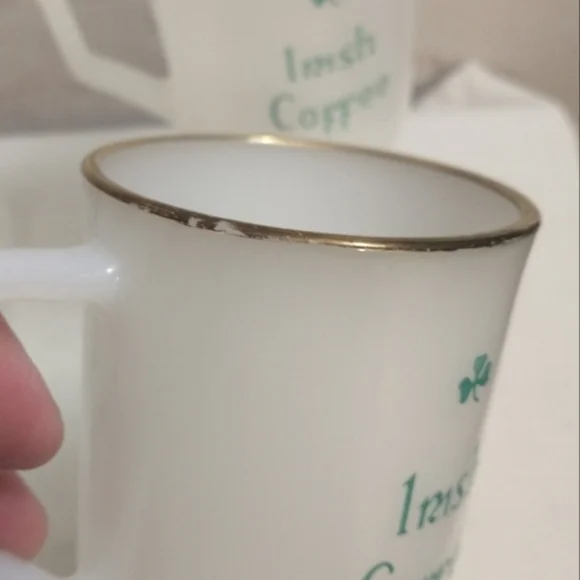 4 Vintage Irish Coffee Footed Milk Glass Mugs - Picture 7 of 7